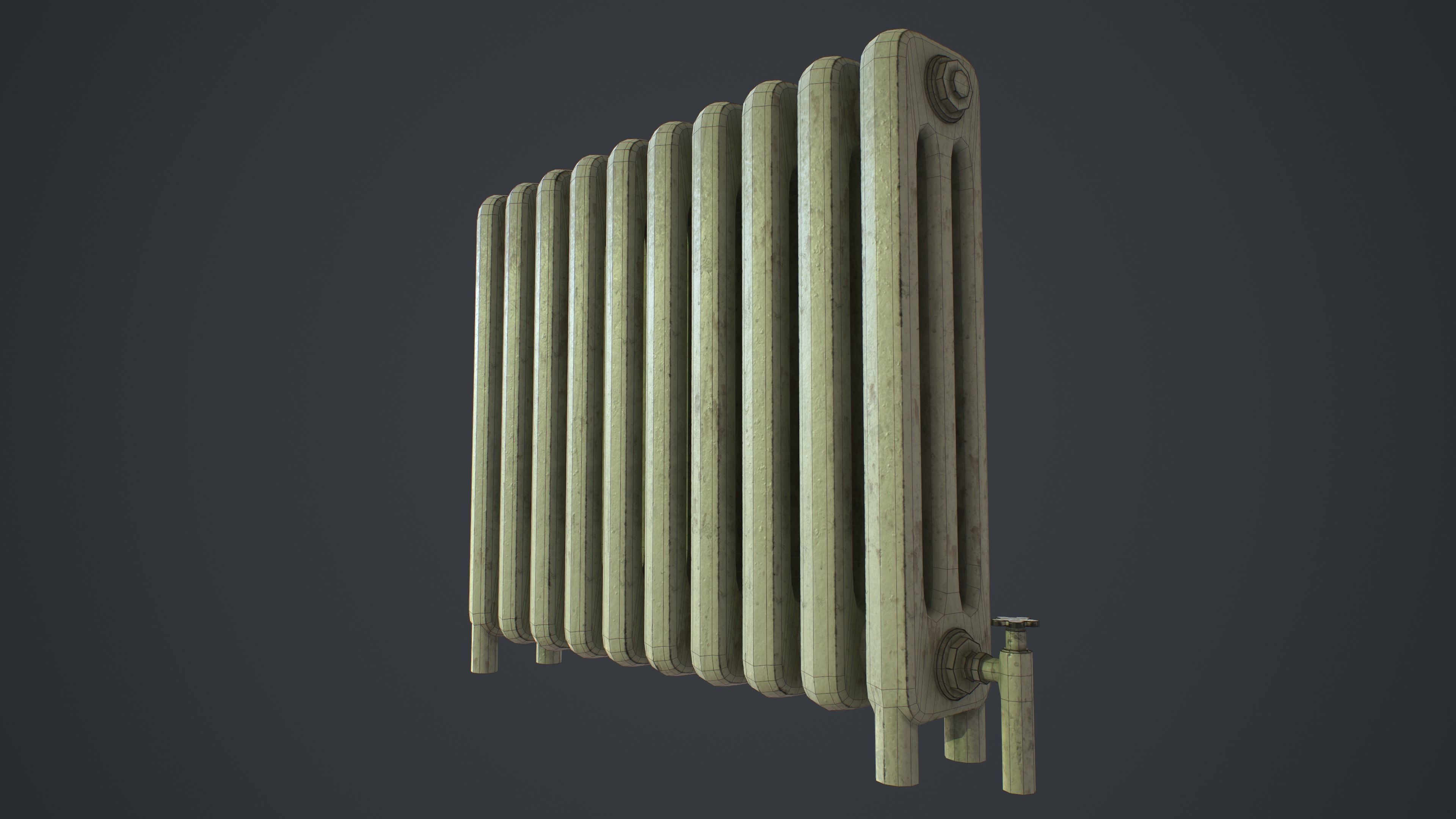 Old Metal Painted Radiator Low-poly 3D model_3