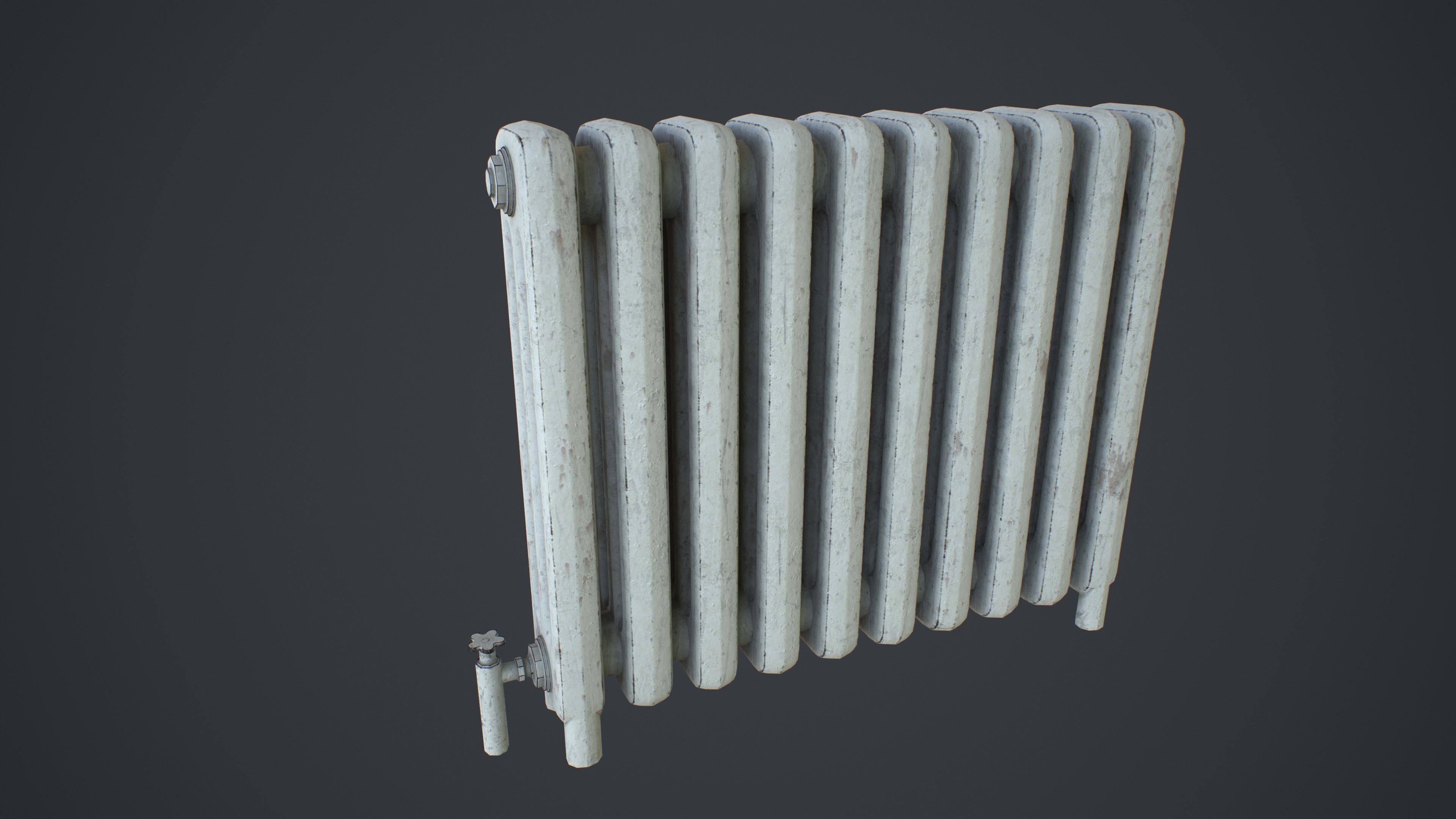 Old Metal Painted Radiator Low-poly 3D model_1