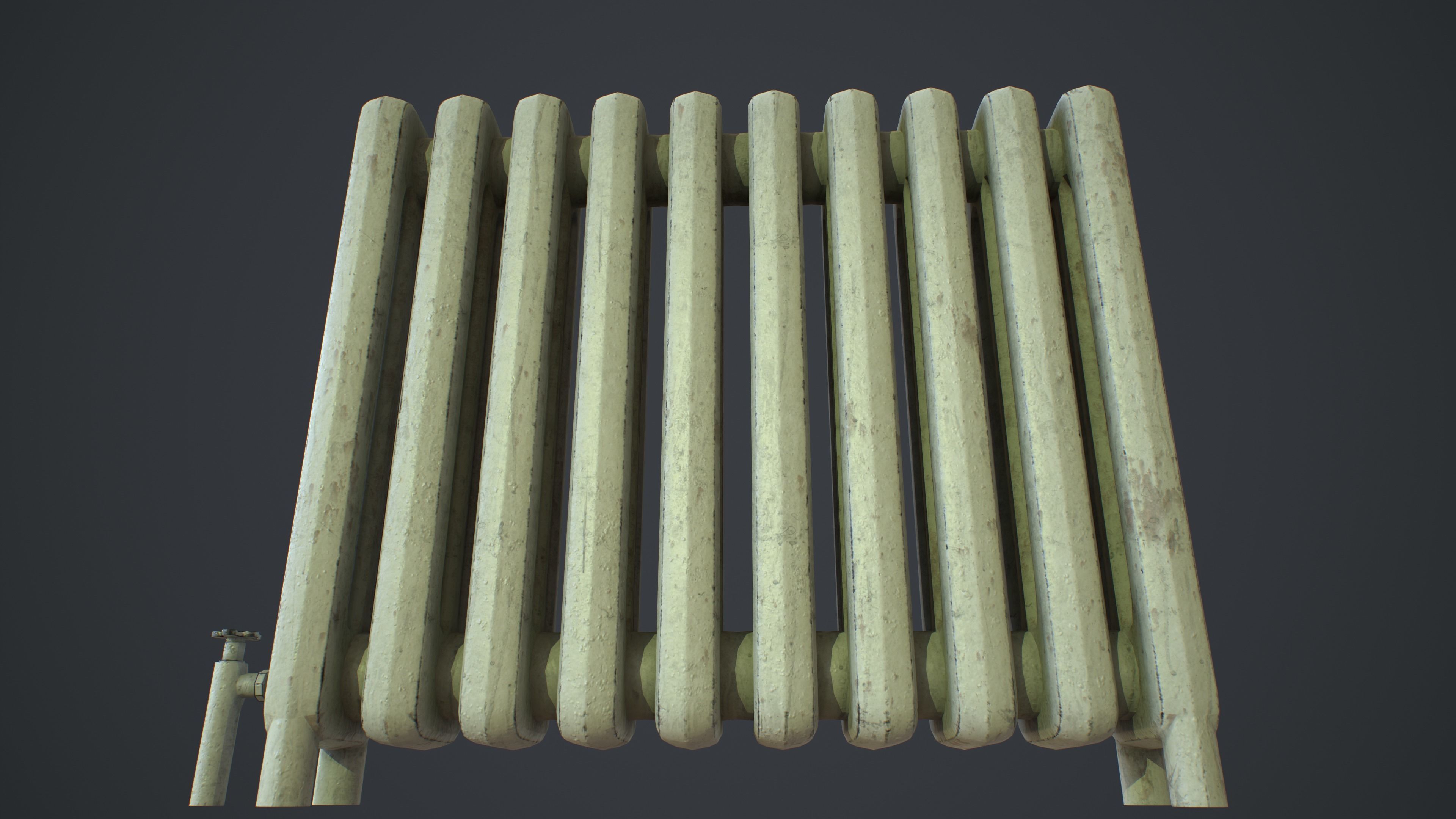 Old Metal Painted Radiator Low-poly 3D model_9