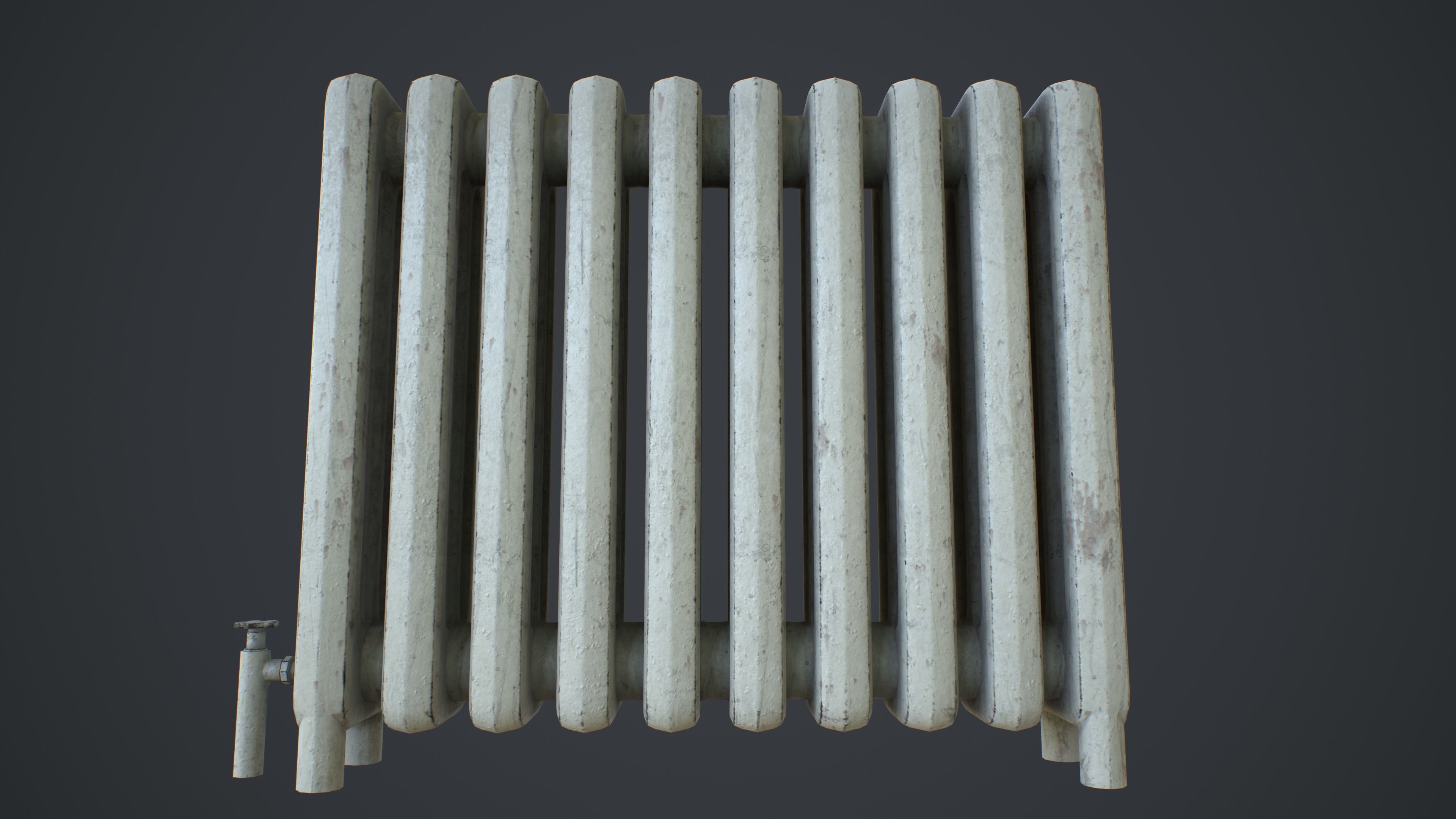 Old Metal Painted Radiator Low-poly 3D model_4