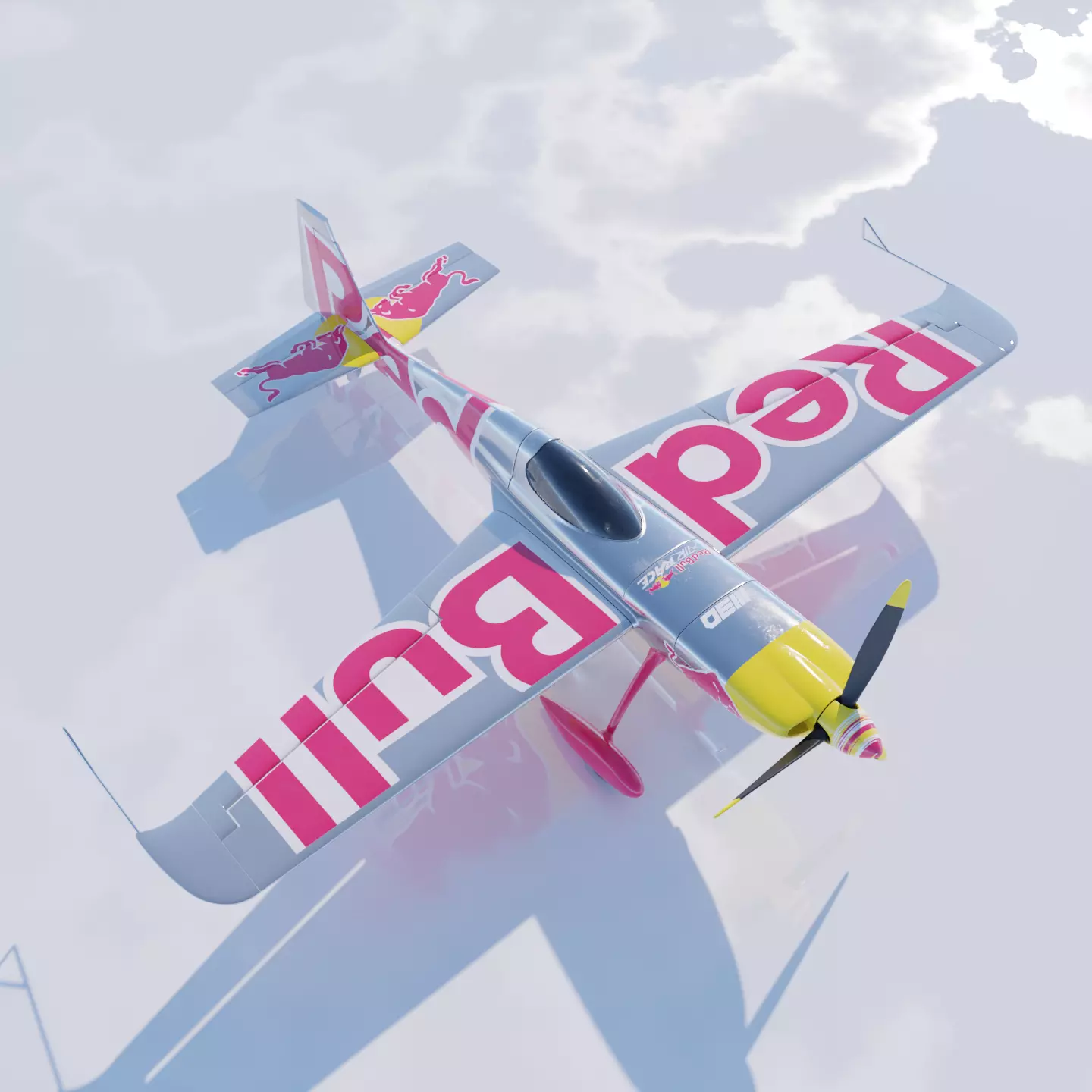 High Quality Zivko Edge 540 Silver Red Bull Livery 3D model_0