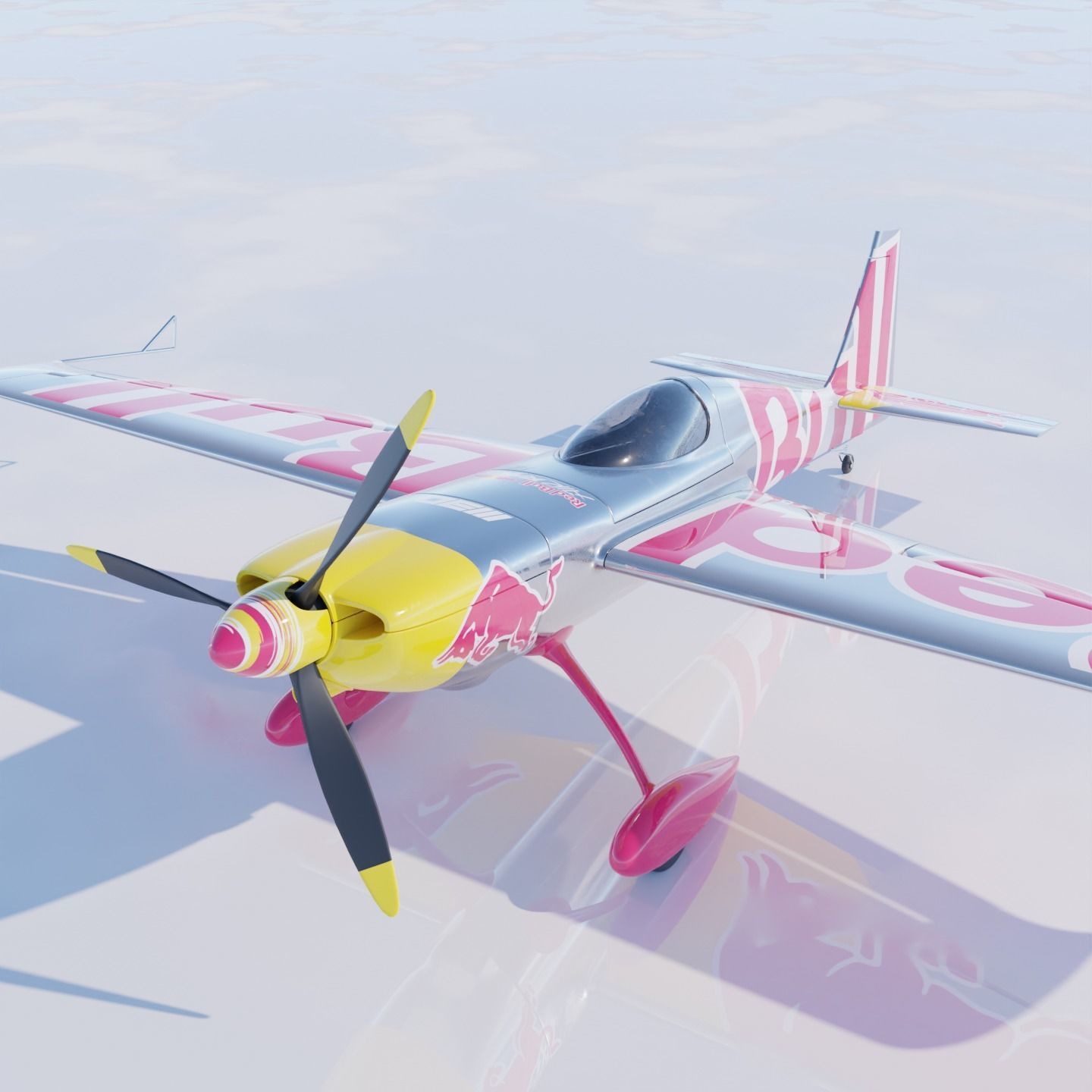 High Quality Zivko Edge 540 Silver Red Bull Livery 3D model_6