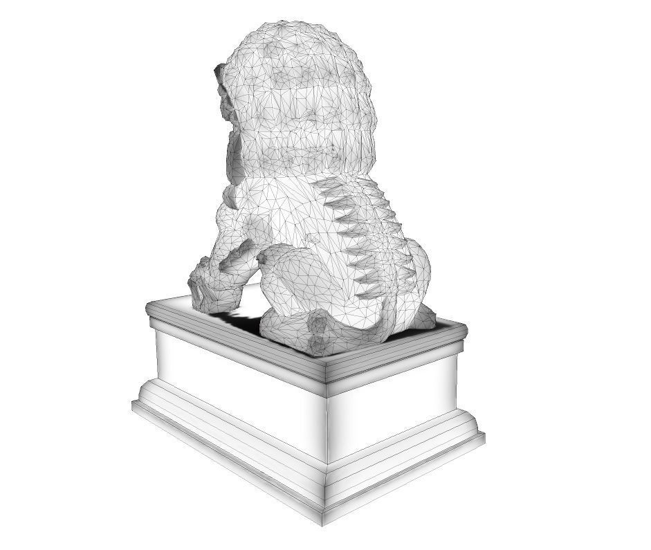 Japan PBR Lion Statue and printable Low-poly 3D model_8
