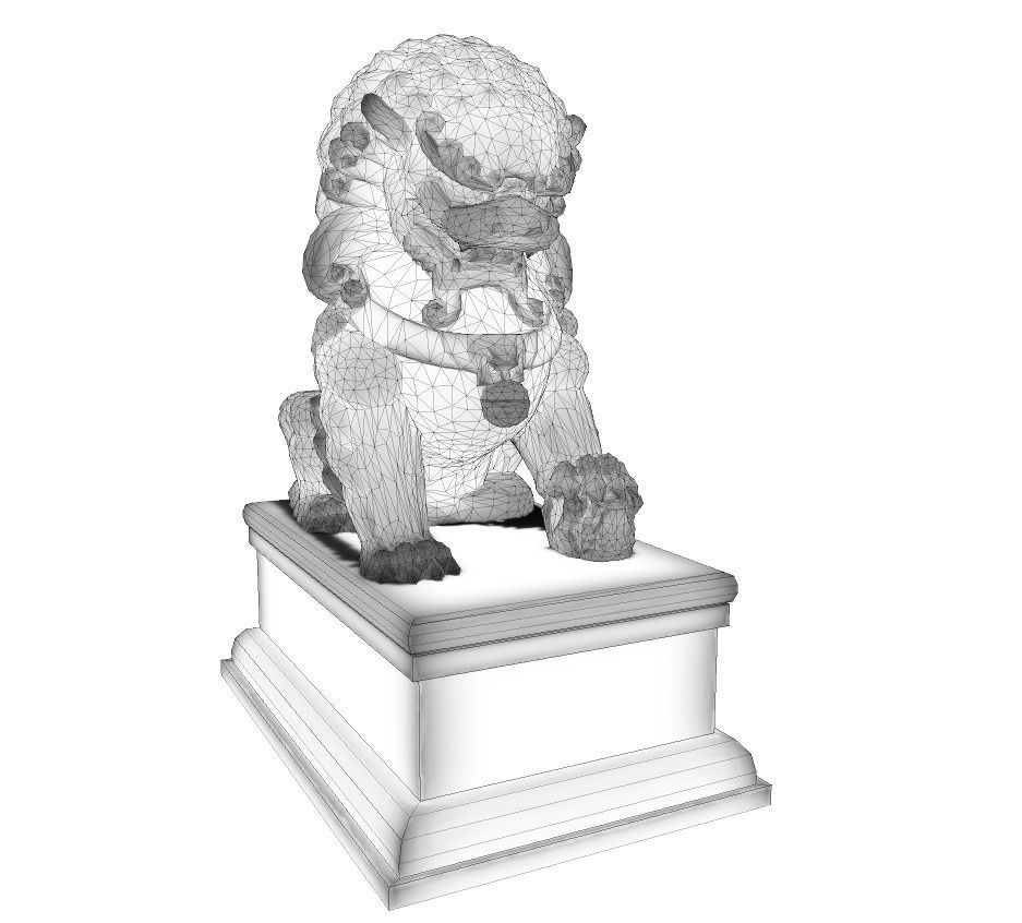 Japan PBR Lion Statue and printable Low-poly 3D model_6