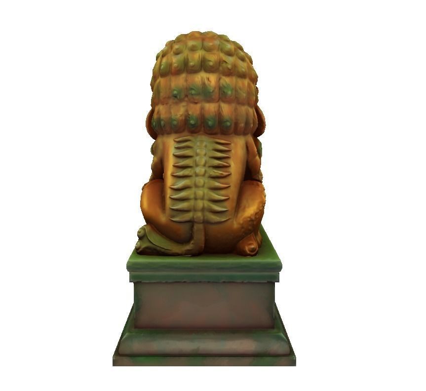 Japan PBR Lion Statue and printable Low-poly 3D model_4