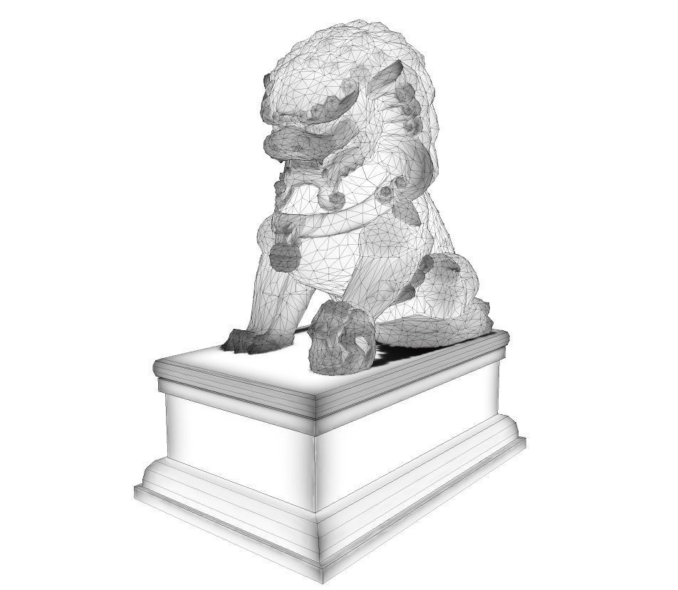Japan PBR Lion Statue and printable Low-poly 3D model_9