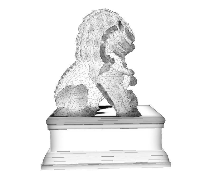 Japan PBR Lion Statue and printable Low-poly 3D model_7