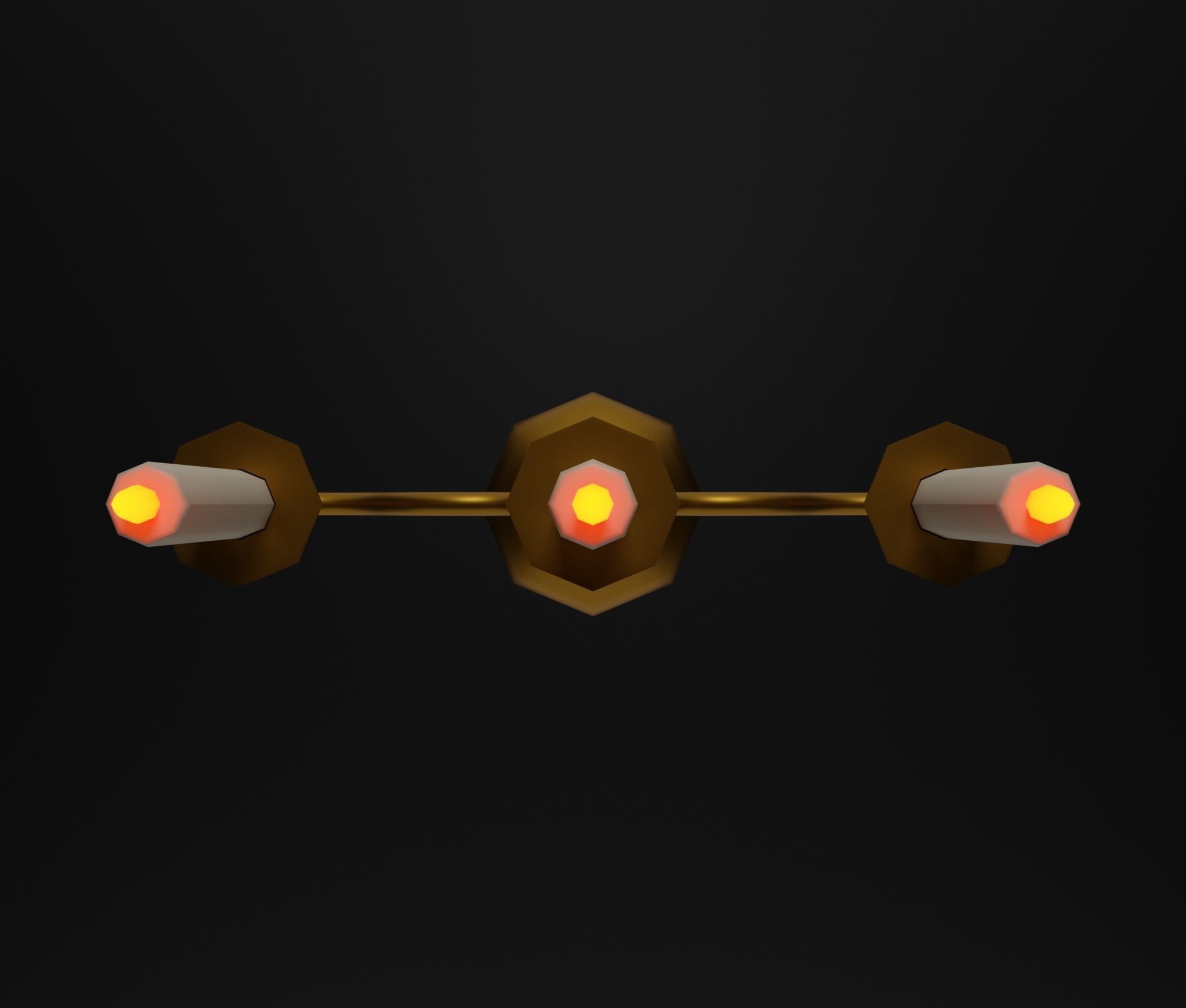 Candlestick golden candle Low-poly 3D model_7