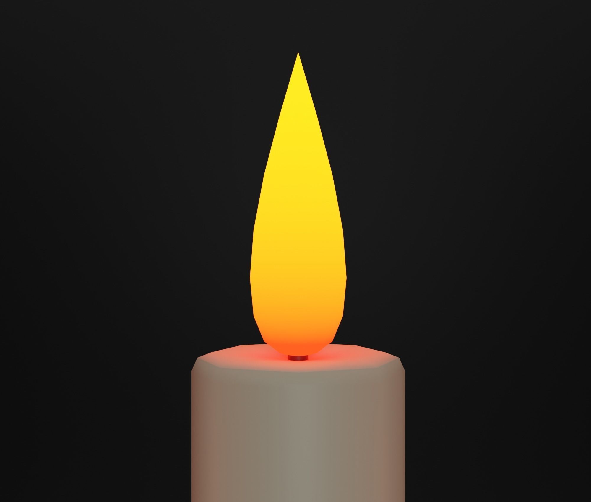 Candlestick golden candle Low-poly 3D model_11
