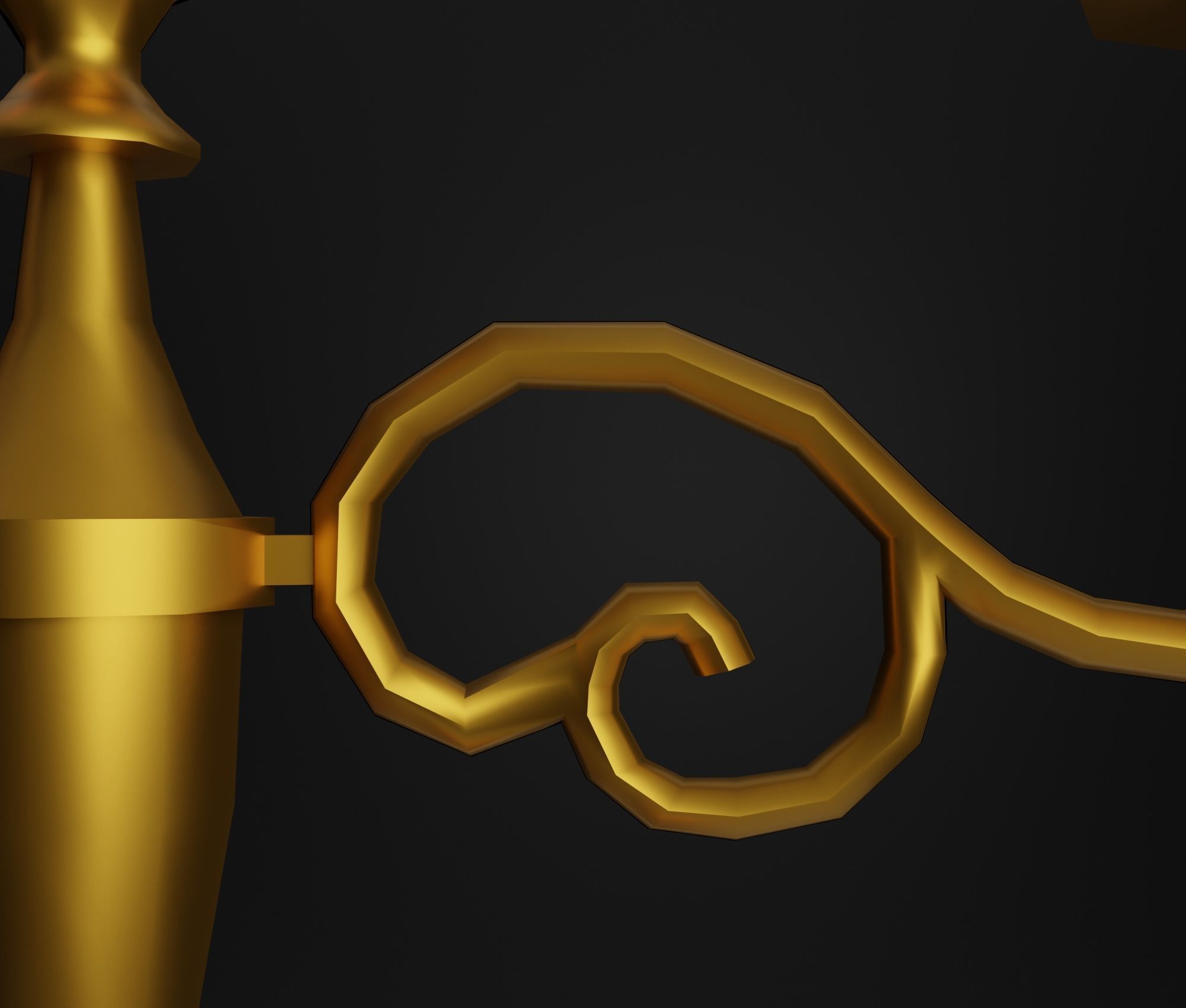 Candlestick golden candle Low-poly 3D model_15