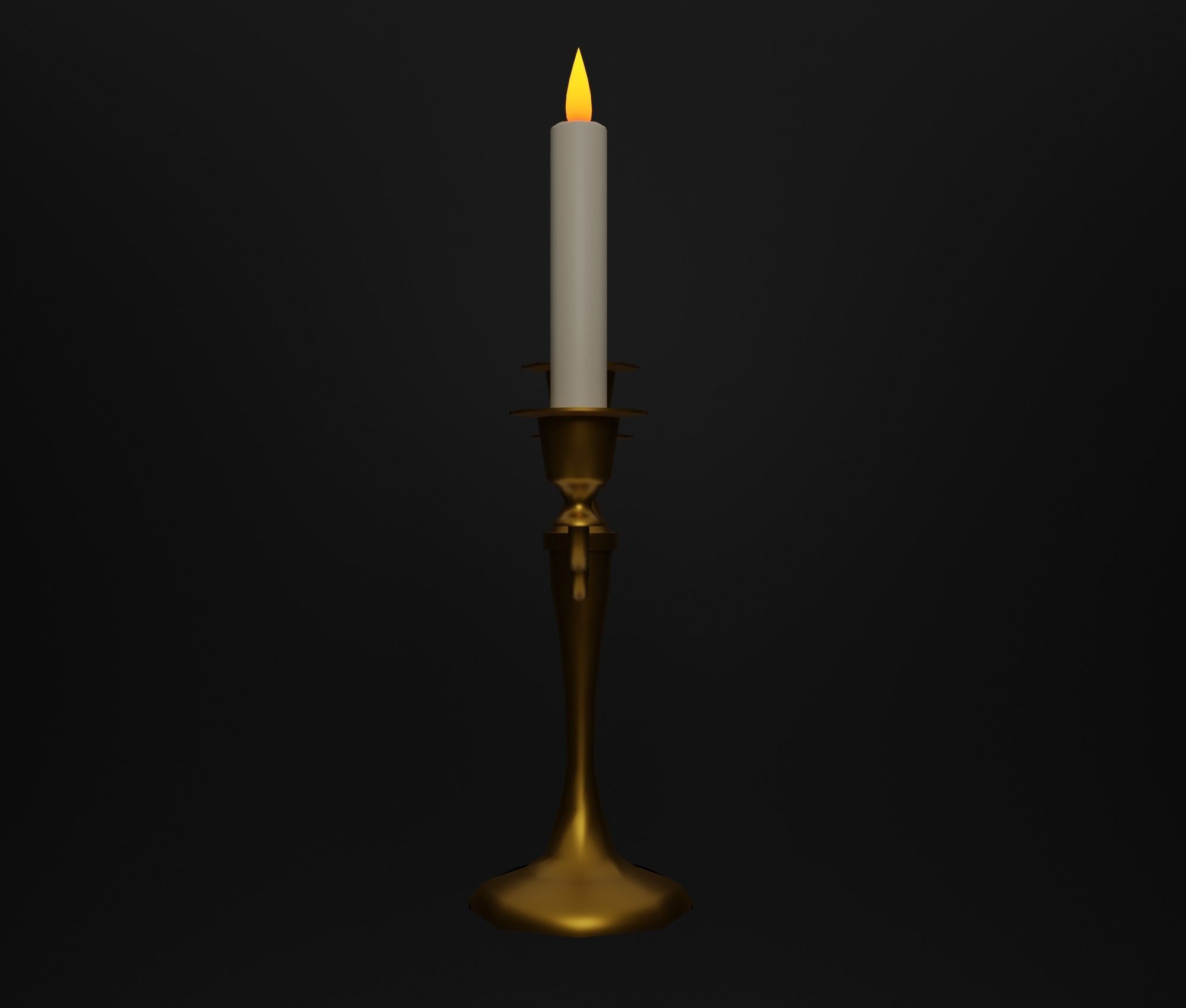 Candlestick golden candle Low-poly 3D model_5