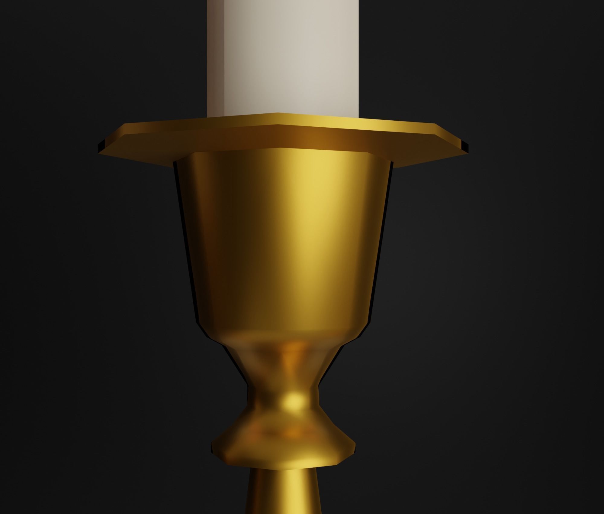 Candlestick golden candle Low-poly 3D model_13