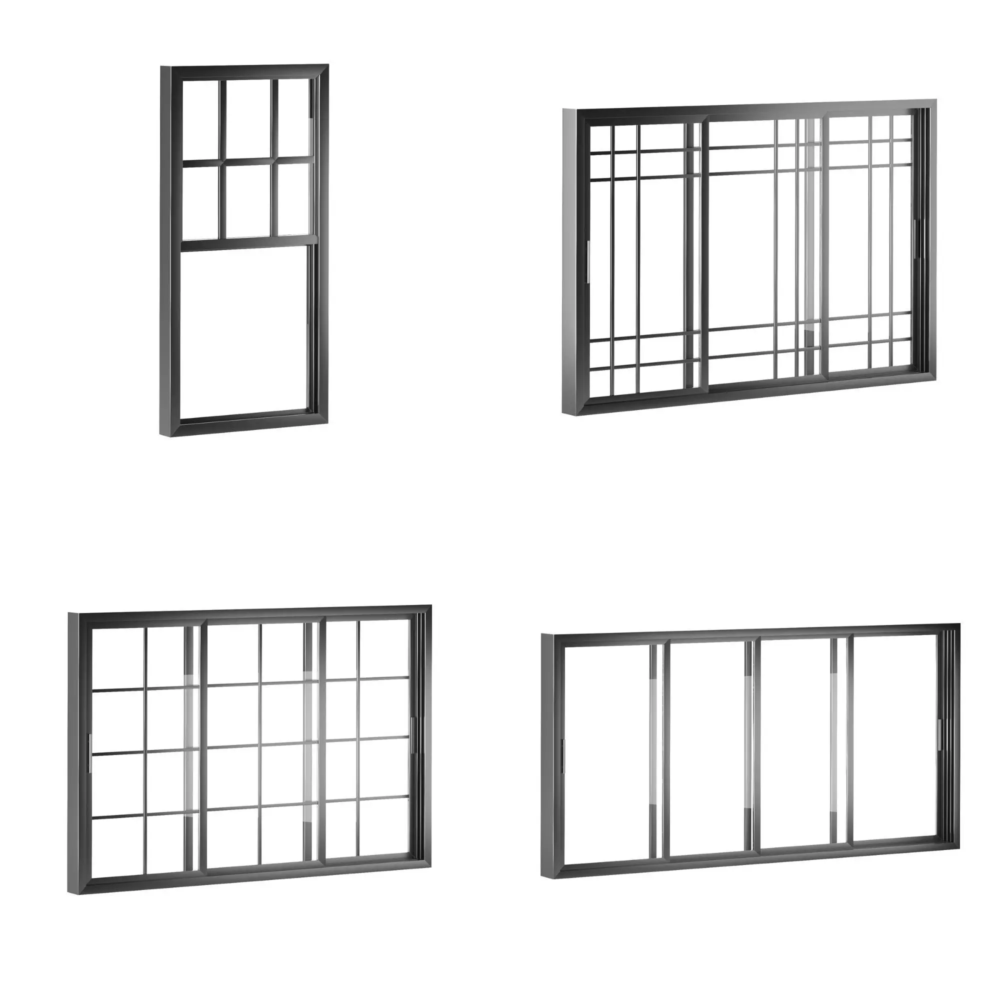 Aluminum Sliding Windows 3D model_0