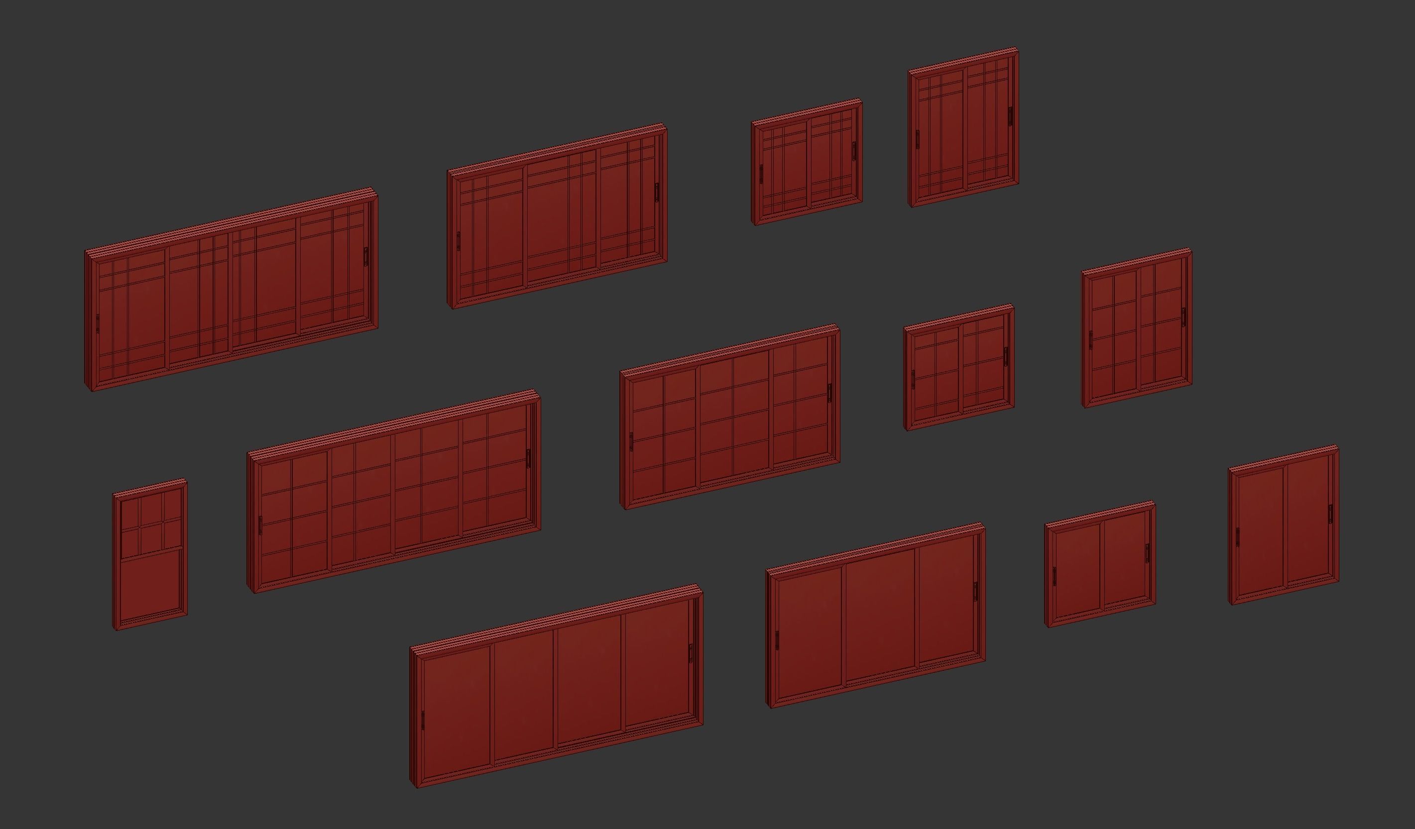 Aluminum Sliding Windows 3D model_14