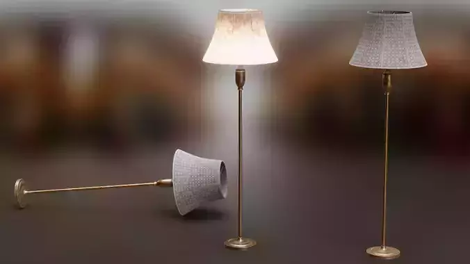 House Tall Lamp with Emission Low-poly 3D model