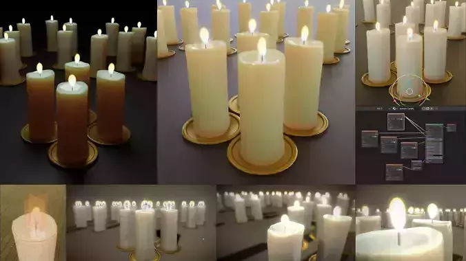 Advent Candles Low-poly 3D model