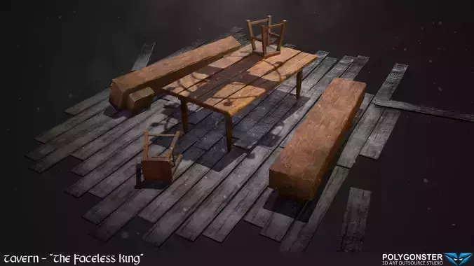 Tavern Furniture - PBR Game Ready Low-poly 3D model