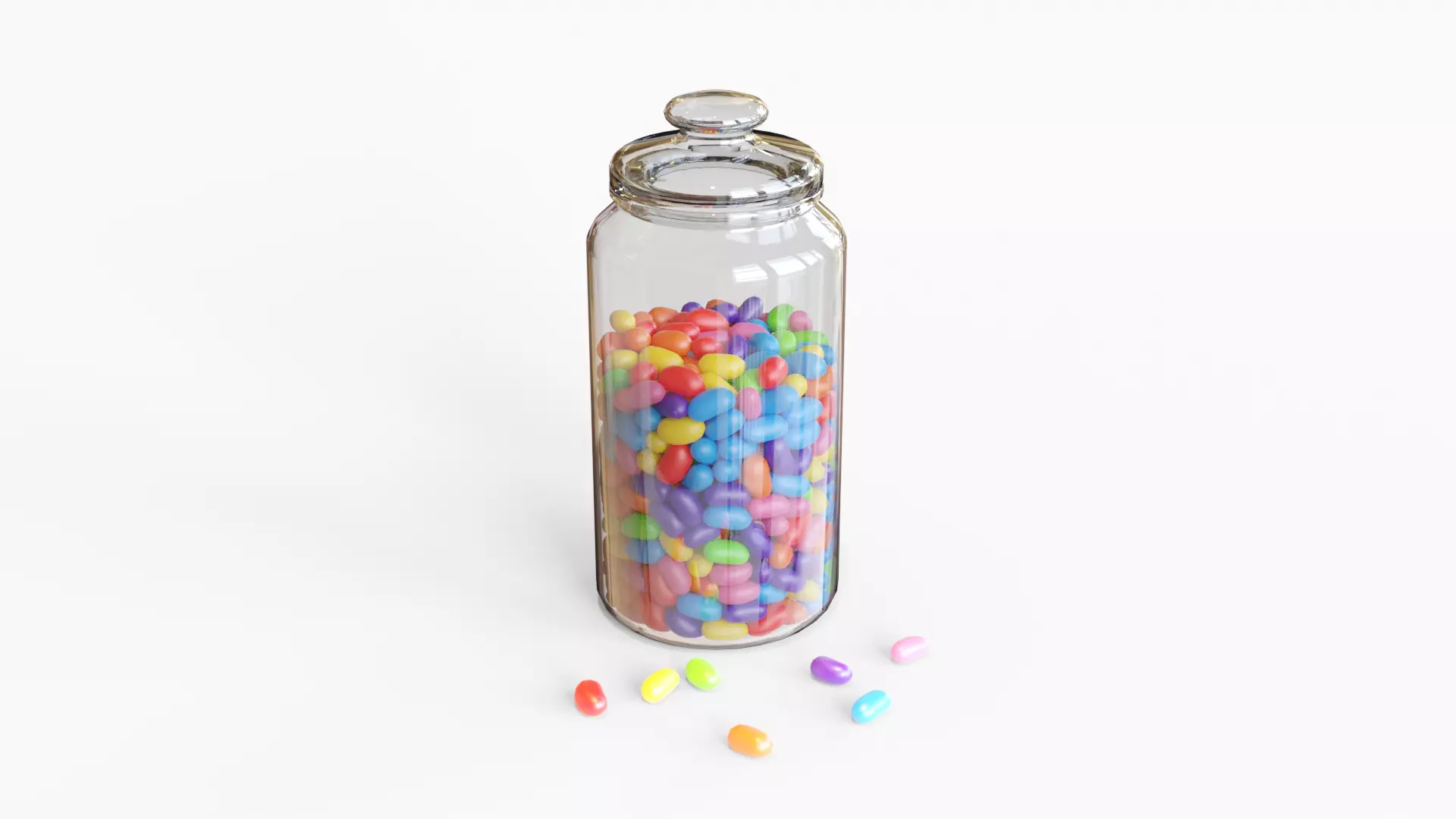 Jelly beans and jar 3D model_0