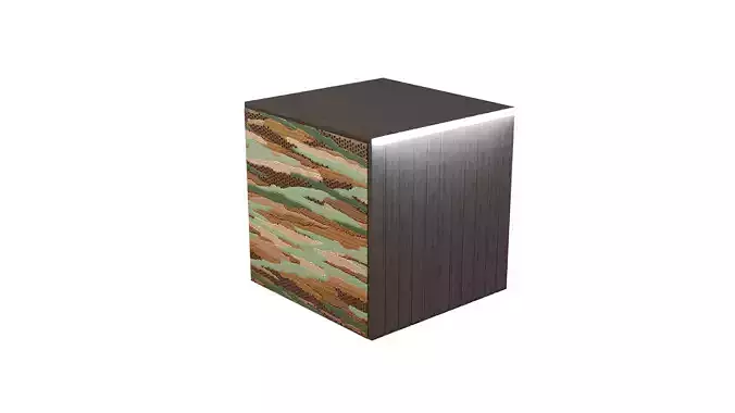Modern elegant cube table wooden modules and decorative fabric 3D model