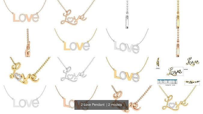 2 Love Pendant  3D Model Collection