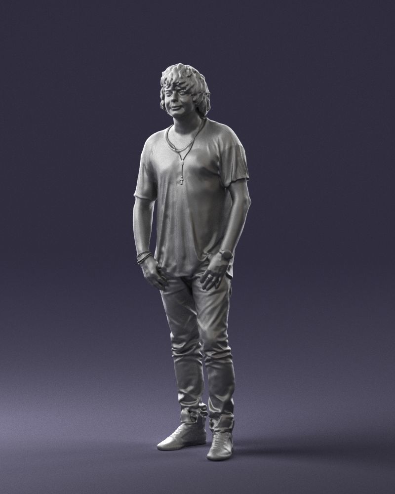 Man in a red t-shirt is waiting 0344 3D Print Ready 3D print model_31