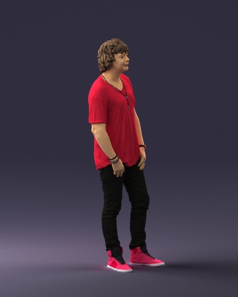 Man in a red t-shirt is waiting 0344 3D Print Ready 3D print model_9