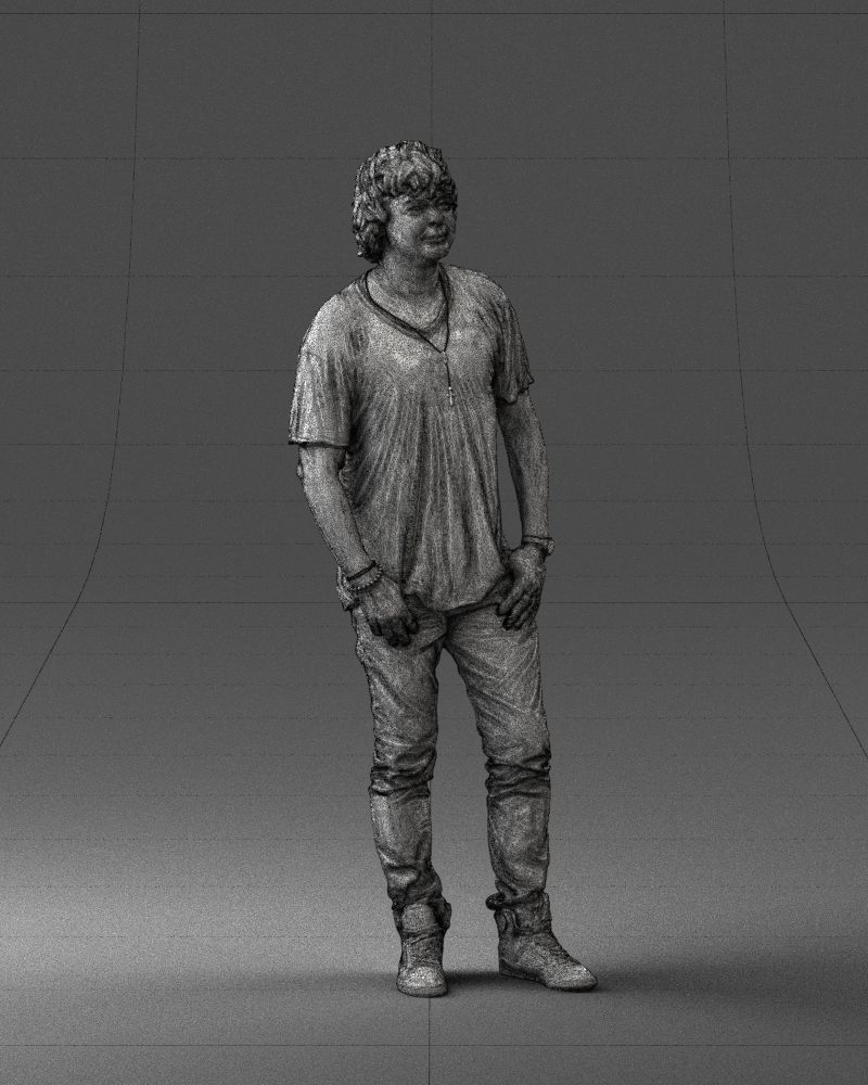 Man in a red t-shirt is waiting 0344 3D Print Ready 3D print model_8