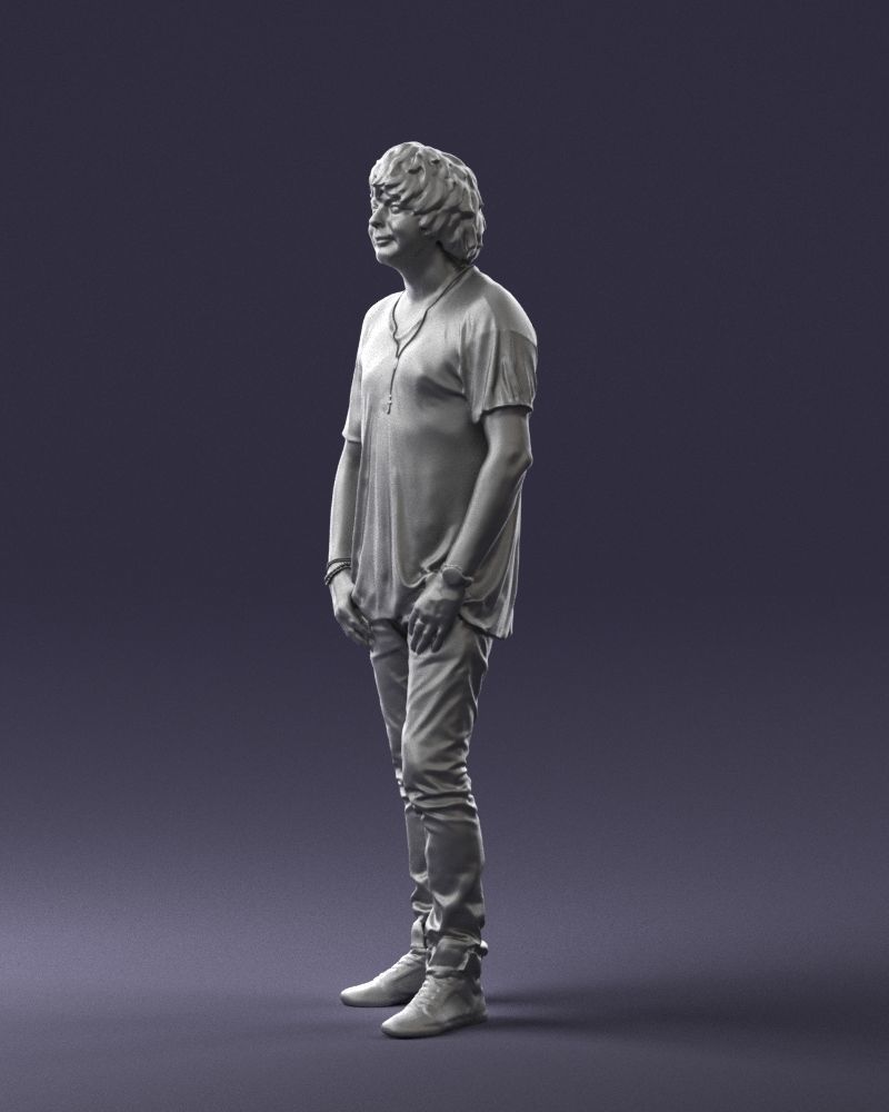 Man in a red t-shirt is waiting 0344 3D Print Ready 3D print model_28
