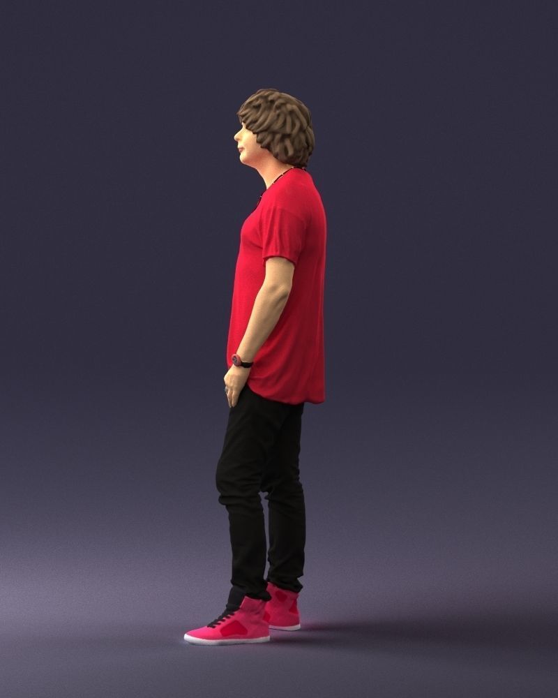 Man in a red t-shirt is waiting 0344 3D Print Ready 3D print model_24