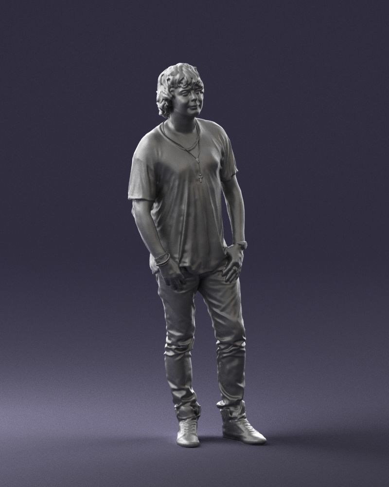 Man in a red t-shirt is waiting 0344 3D Print Ready 3D print model_7