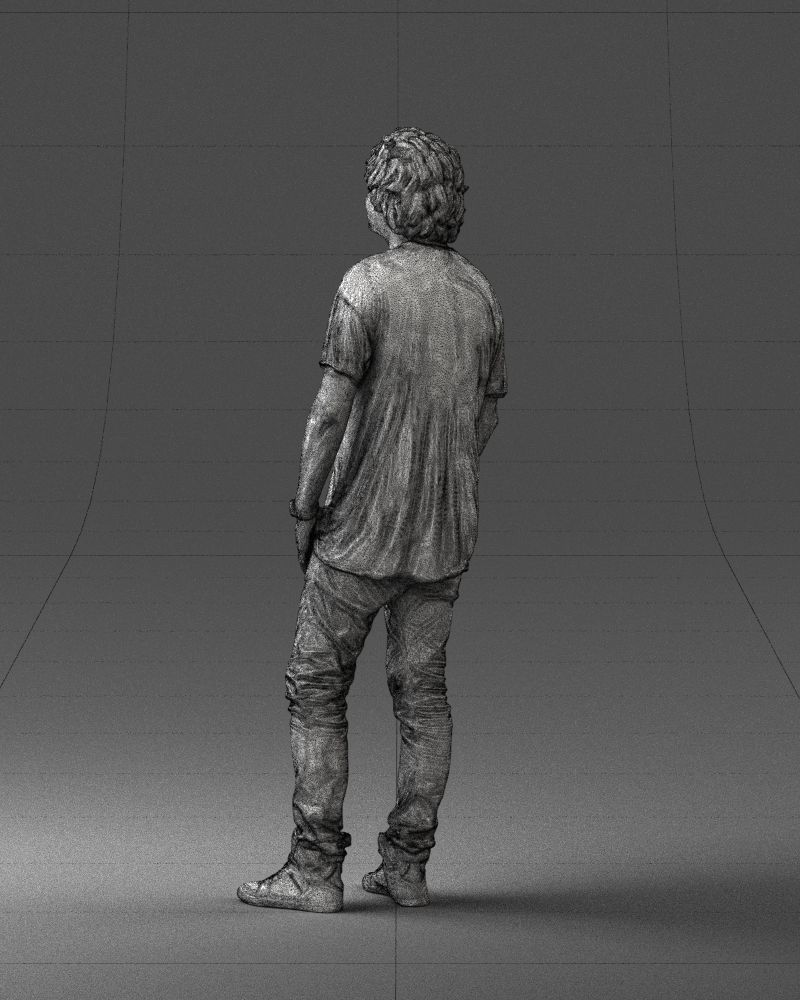 Man in a red t-shirt is waiting 0344 3D Print Ready 3D print model_23