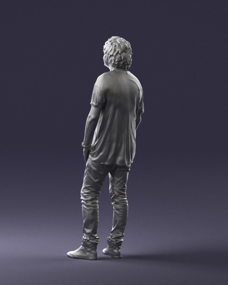 Man in a red t-shirt is waiting 0344 3D Print Ready 3D print model_22