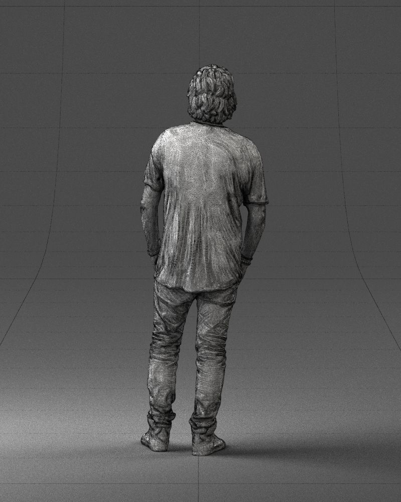 Man in a red t-shirt is waiting 0344 3D Print Ready 3D print model_20