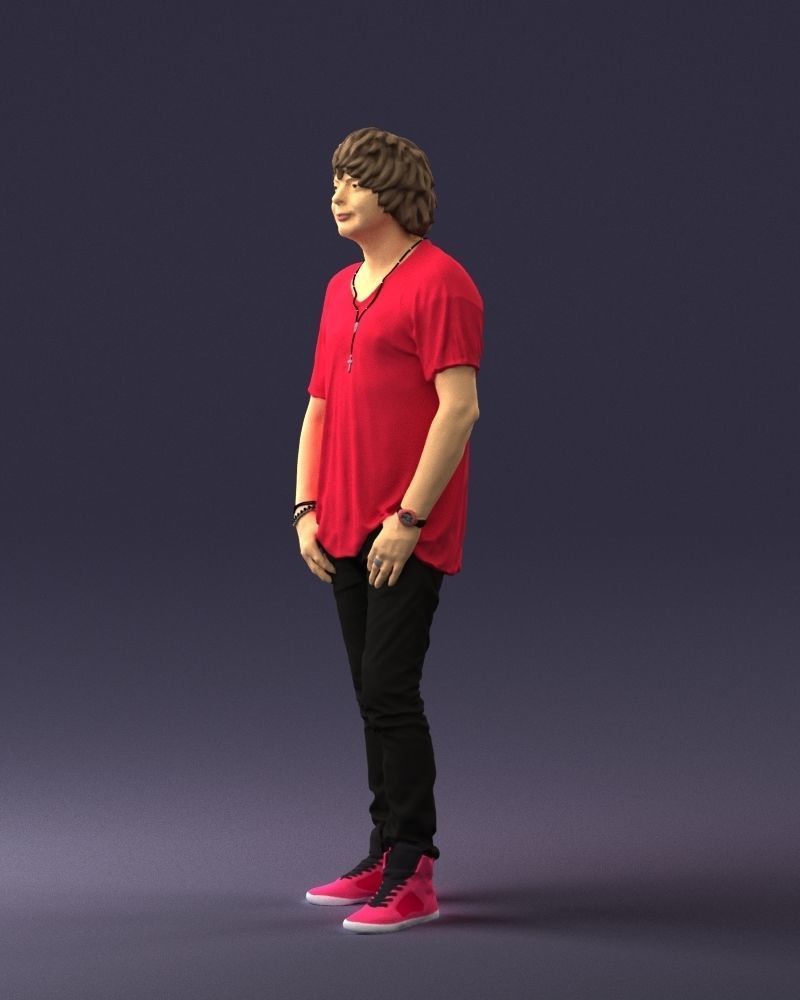 Man in a red t-shirt is waiting 0344 3D Print Ready 3D print model_27