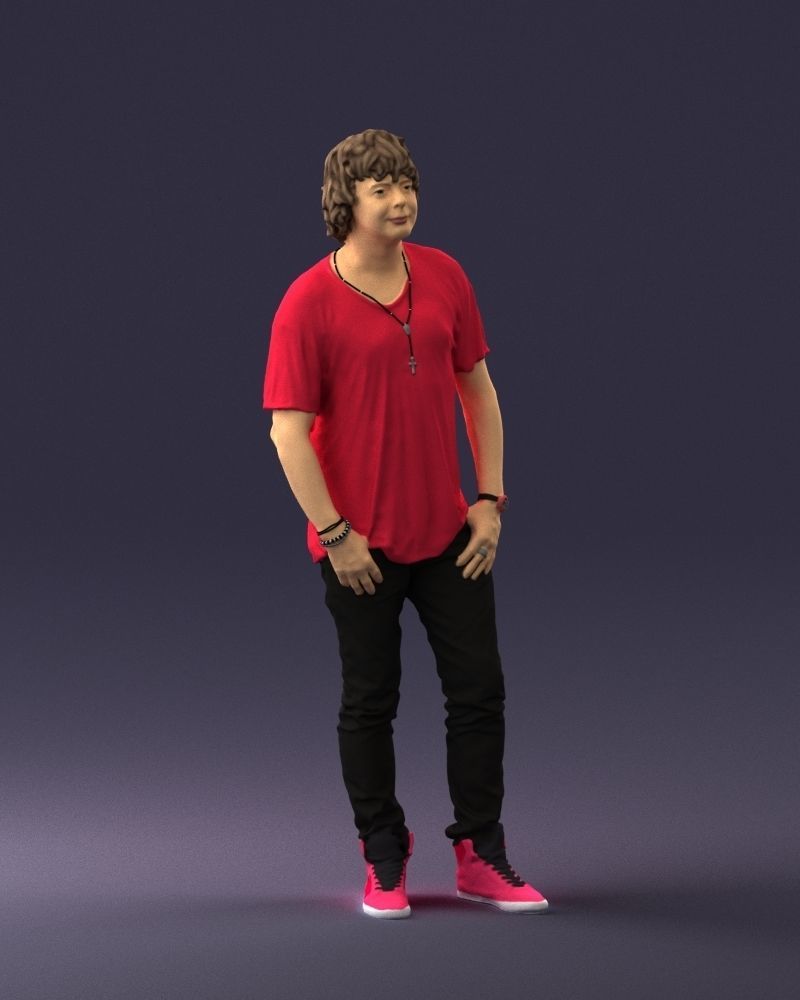 Man in a red t-shirt is waiting 0344 3D Print Ready 3D print model_6