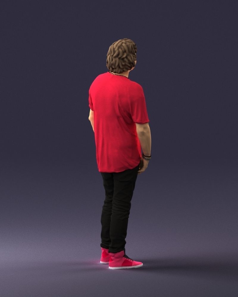 Man in a red t-shirt is waiting 0344 3D Print Ready 3D print model_15