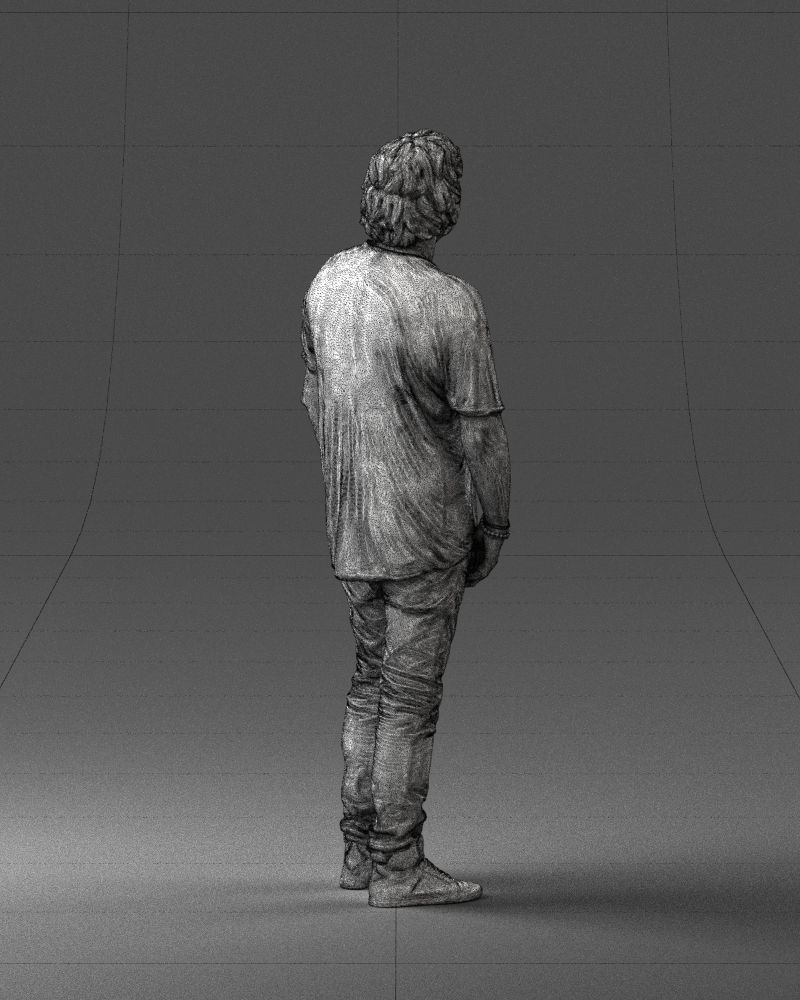 Man in a red t-shirt is waiting 0344 3D Print Ready 3D print model_17