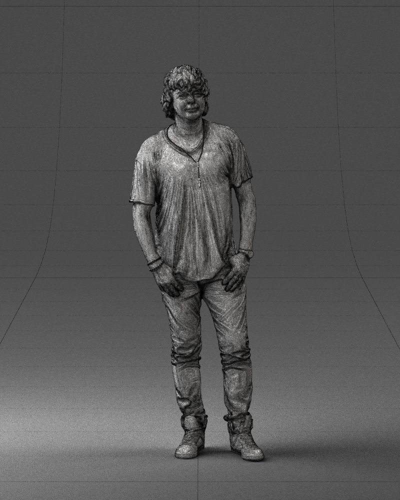 Man in a red t-shirt is waiting 0344 3D Print Ready 3D print model_5