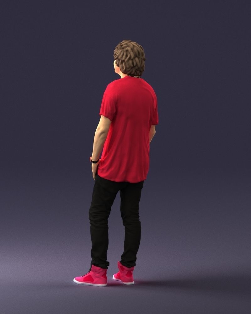 Man in a red t-shirt is waiting 0344 3D Print Ready 3D print model_21