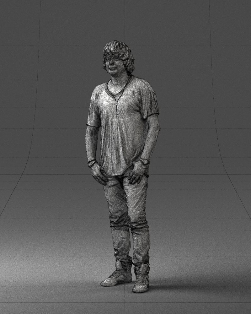 Man in a red t-shirt is waiting 0344 3D Print Ready 3D print model_32
