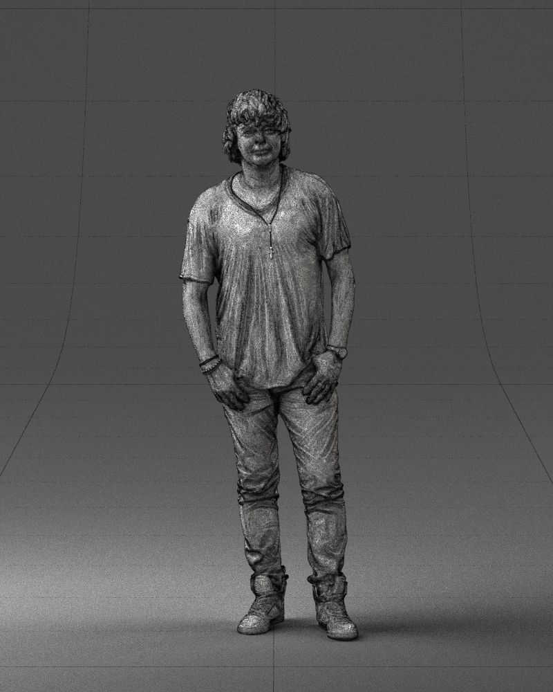 Man in a red t-shirt is waiting 0344 3D Print Ready 3D print model_2