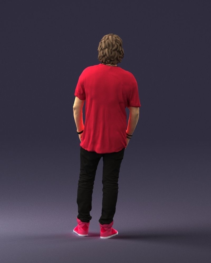 Man in a red t-shirt is waiting 0344 3D Print Ready 3D print model_18