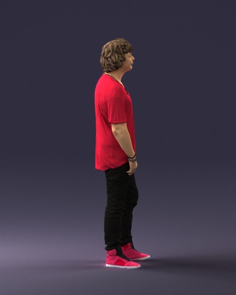 Man in a red t-shirt is waiting 0344 3D Print Ready 3D print model_12
