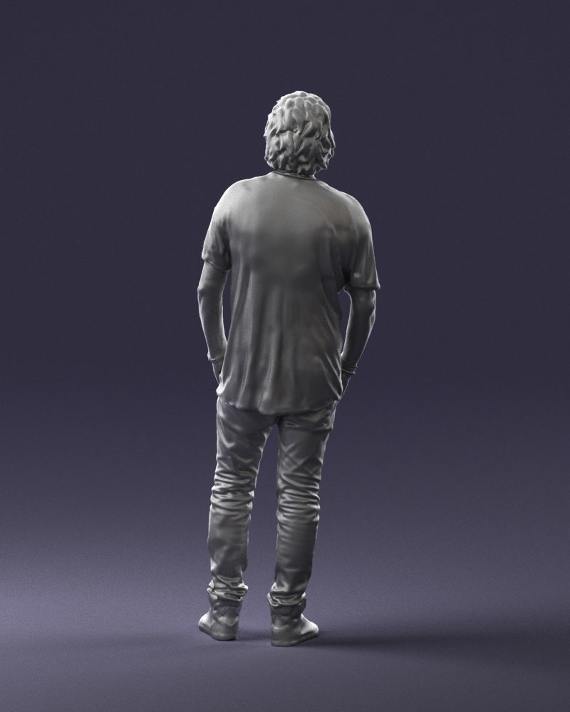 Man in a red t-shirt is waiting 0344 3D Print Ready 3D print model_19