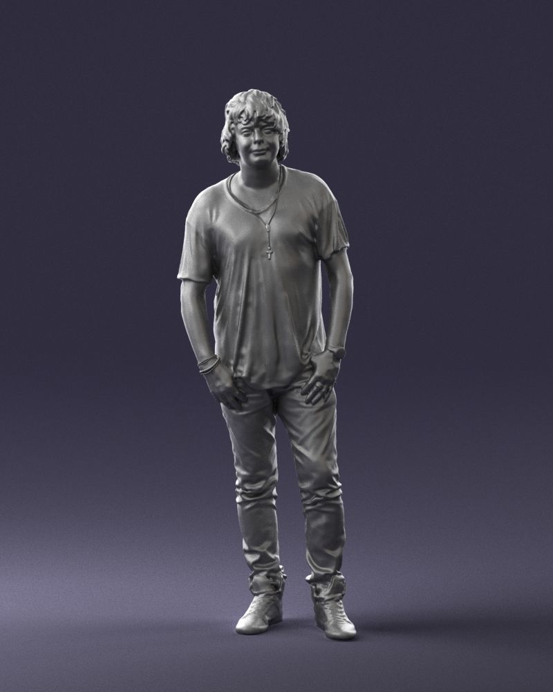 Man in a red t-shirt is waiting 0344 3D Print Ready 3D print model_37