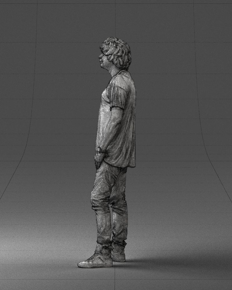 Man in a red t-shirt is waiting 0344 3D Print Ready 3D print model_26