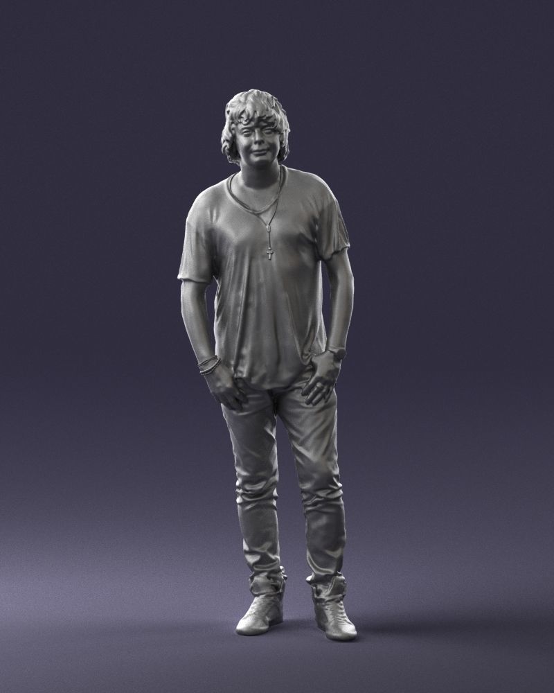 Man in a red t-shirt is waiting 0344 3D Print Ready 3D print model_1