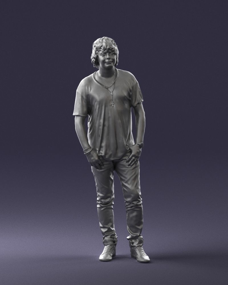Man in a red t-shirt is waiting 0344 3D Print Ready 3D print model_4