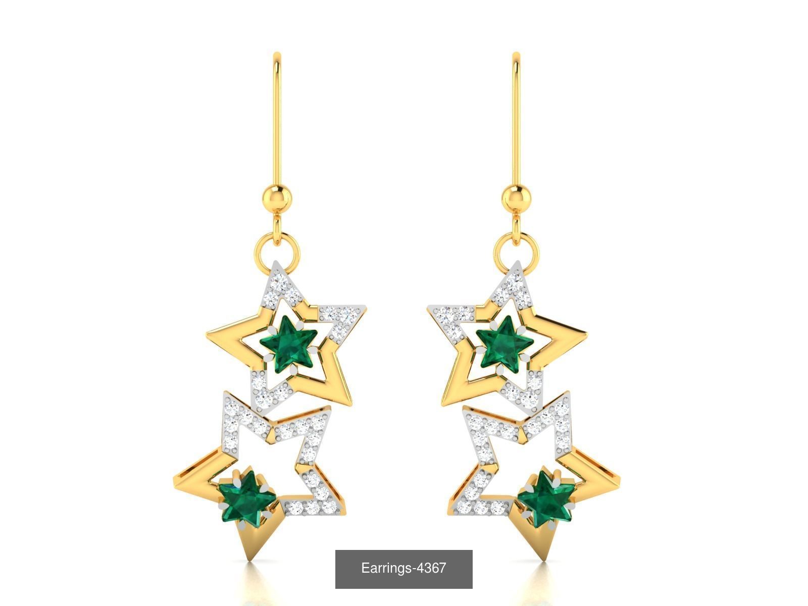 14 Star Pendant ring earrings pendant  3D Model Collection_5