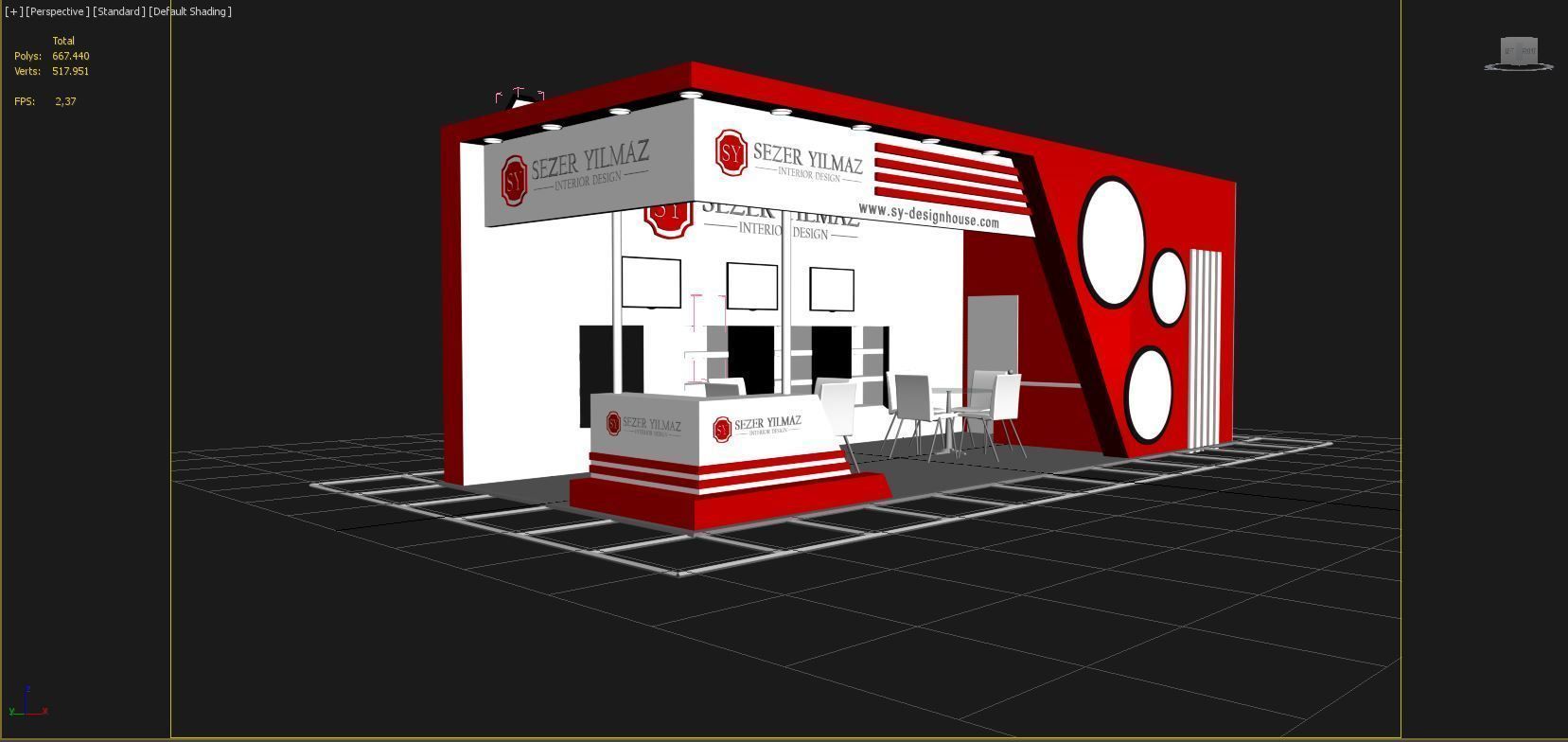 Exhibition Stall Size 10 m x 4 m  Height 366 cm 3D model_4